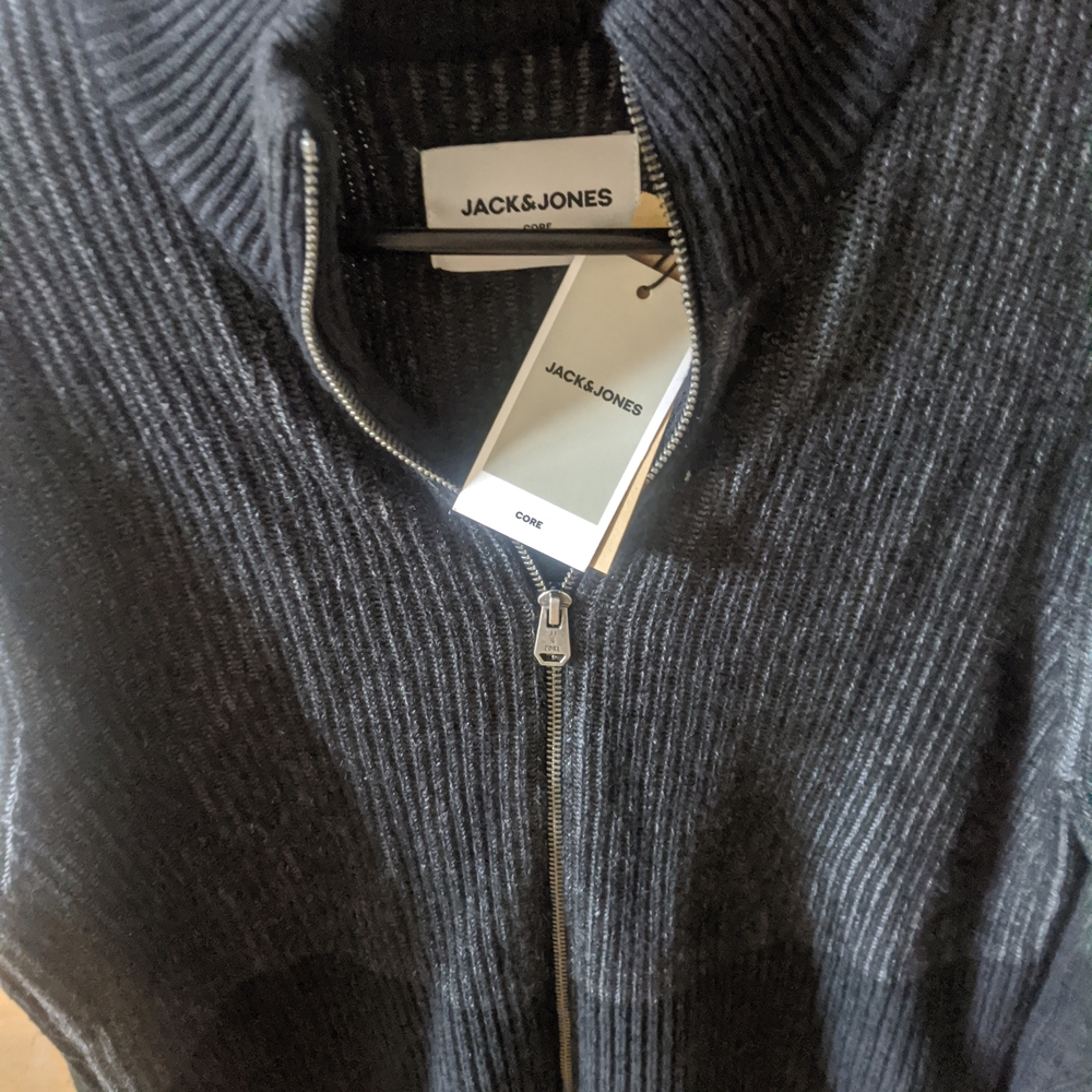 Jack & Jones Charcoal Ribbed Zip-Up Jacket - It0004